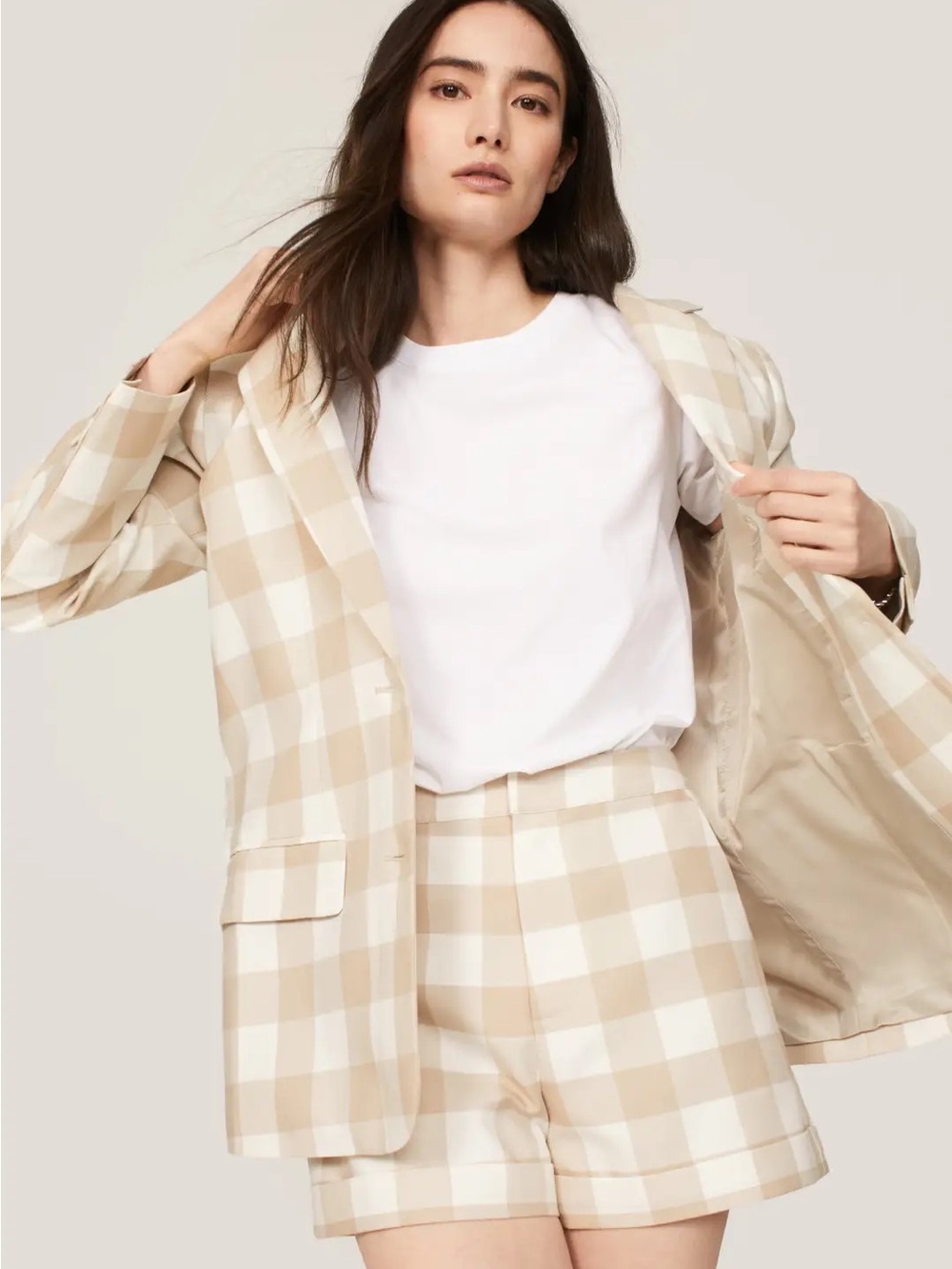 English Factory Plaid Knit High Waisted Suit Shorts Medium